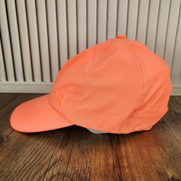 Under Armour Women's Shadow Run Hat Cap Neon Coral Orange Running Lightweight - Picture 6 of 11